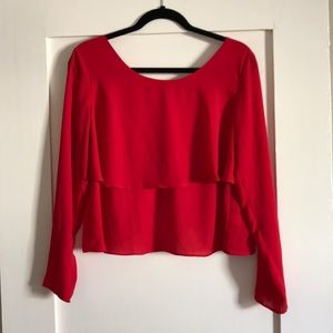 Red Long Sleeve Blouse